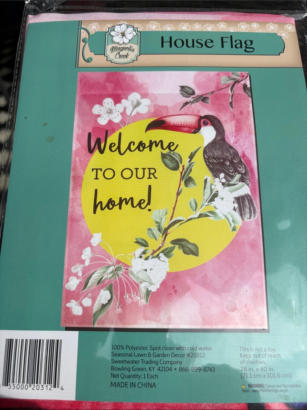 Magnolia Creek 'Welcome to Our Home' House Flag - Pink, Yellow,green
